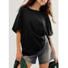 imageEVALESS Womens Fashion Summer Tops 2025 Crewneck Short Sleeve T Shirts1a Black