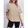 imageEVALESS Womens Fashion Summer Tops 2025 Crewneck Short Sleeve T Shirts3a Light Brown