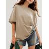 imageEVALESS Womens Fashion Summer Tops 2025 Crewneck Short Sleeve T Shirts3a Light Brown