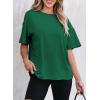 imageEVALESS Womens Fashion Summer Tops 2025 Crewneck Short Sleeve T ShirtsBlackish Green