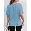 imageEVALESS Womens Fashion Summer Tops 2025 Crewneck Short Sleeve T ShirtsBlue