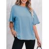 imageEVALESS Womens Fashion Summer Tops 2025 Crewneck Short Sleeve T ShirtsBlue