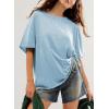 imageEVALESS Womens Fashion Summer Tops 2025 Crewneck Short Sleeve T ShirtsBlue