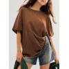 imageEVALESS Womens Fashion Summer Tops 2025 Crewneck Short Sleeve T ShirtsCoffee