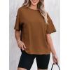 imageEVALESS Womens Fashion Summer Tops 2025 Crewneck Short Sleeve T ShirtsCoffee