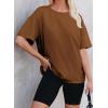 imageEVALESS Womens Fashion Summer Tops 2025 Crewneck Short Sleeve T ShirtsCoffee