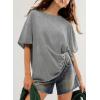 imageEVALESS Womens Fashion Summer Tops 2025 Crewneck Short Sleeve T ShirtsGray