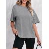 imageEVALESS Womens Fashion Summer Tops 2025 Crewneck Short Sleeve T ShirtsGray