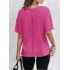 imageEVALESS Womens Fashion Summer Tops 2025 Crewneck Short Sleeve T ShirtsRose Red