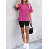 imageEVALESS Womens Fashion Summer Tops 2025 Crewneck Short Sleeve T ShirtsRose Red