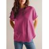 imageEVALESS Womens Fashion Summer Tops 2025 Crewneck Short Sleeve T ShirtsRose Red