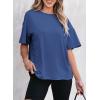 imageEVALESS Womens Fashion Summer Tops 2025 Crewneck Short Sleeve T ShirtsSail Blue