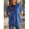 imageEVALESS Womens Fashion Summer Tops 2025 Crewneck Short Sleeve T ShirtsSail Blue