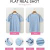 imageEVALESS Womens Short Sleeve Waffle Knit Tops Crewneck Lace Crochet Hollow Out Solid Loose Casual Basic T Shirts Tee BlousesBeau Blue