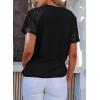 imageEVALESS Womens Short Sleeve Waffle Knit Tops Crewneck Lace Crochet Hollow Out Solid Loose Casual Basic T Shirts Tee BlousesBlack