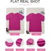 imageEVALESS Womens Short Sleeve Waffle Knit Tops Crewneck Lace Crochet Hollow Out Solid Loose Casual Basic T Shirts Tee BlousesRose Red