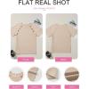 imageEVALESS Womens Short Sleeve Waffle Knit Tops Crewneck Lace Crochet Hollow Out Solid Loose Casual Basic T Shirts Tee BlousesSmoke Gray