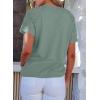 imageEVALESS Womens Short Sleeve Waffle Knit Tops Crewneck Lace Crochet Hollow Out Solid Loose Casual Basic T Shirts Tee BlousesSmoke Green