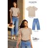 imageEVALESS Womens Short Sleeve Waffle Knit Tops Crewneck Lace Crochet Hollow Out Solid Loose Casual Basic T Shirts Tee BlousesSmoke Green