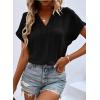 imageEVALESS Womens Tops Business Casual Outfits V Neck Ruffle Sleeve Blouses Womens Fashion Clothes 2025Black