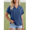imageEVALESS Womens Tops Business Casual Outfits V Neck Ruffle Sleeve Blouses Womens Fashion Clothes 2025Blue
