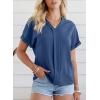 imageEVALESS Womens Tops Business Casual Outfits V Neck Ruffle Sleeve Blouses Womens Fashion Clothes 2025Blue