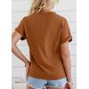 imageEVALESS Womens Tops Business Casual Outfits V Neck Ruffle Sleeve Blouses Womens Fashion Clothes 2025Brown
