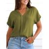 imageEVALESS Womens Tops Business Casual Outfits V Neck Ruffle Sleeve Blouses Womens Fashion Clothes 2025Green