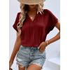 imageEVALESS Womens Tops Business Casual Outfits V Neck Ruffle Sleeve Blouses Womens Fashion Clothes 2025Red Dahlia