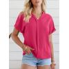 imageEVALESS Womens Tops Business Casual Outfits V Neck Ruffle Sleeve Blouses Womens Fashion Clothes 2025Rose Red