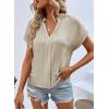 imageEVALESS Womens Tops Business Casual Outfits V Neck Ruffle Sleeve Blouses Womens Fashion Clothes 2025Smoke Gray