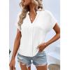 imageEVALESS Womens Tops Business Casual Outfits V Neck Ruffle Sleeve Blouses Womens Fashion Clothes 2025White