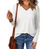 imageEVALESS Spring Summer Tops for Women Trendy V Neck Long Sleeve Shirts 2025 Basic T Shirts Loose Tee Clothes Casual Outfits02 White