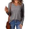 imageEVALESS Spring Summer Tops for Women Trendy V Neck Long Sleeve Shirts 2025 Basic T Shirts Loose Tee Clothes Casual Outfits1 Gray