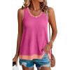 imageEVALESS Waffle Knit Tank Top for Women Summer 2025 Trendy Oversized Scoop Neck Knit Sleeveless Shirts TopsHot Pink 2