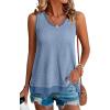 imageEVALESS Waffle Knit Tank Top for Women Summer 2025 Trendy Oversized Scoop Neck Knit Sleeveless Shirts TopsLight Blue