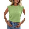 imageEVALESS Womens Cap Short Sleeve Textured Tops Summer Casual Crewneck Solid Basic T ShirtsLight Green