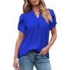 imageEVALESS Womens Dressy Casual Business Work Chiffon Blouses Tops Summer V Neck Cute Loose Petal Short Sleeve TShirtsDark Blue