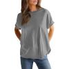 imageEVALESS Womens Fashion Summer Tops 2025 Crewneck Short Sleeve T ShirtsGray