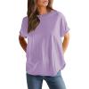 imageEVALESS Womens Fashion Summer Tops 2025 Crewneck Short Sleeve T ShirtsOrchid Petal