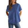 imageEVALESS Womens Fashion Summer Tops 2025 Crewneck Short Sleeve T ShirtsSail Blue