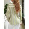 imageEVALESS Blouses for Women Dressy Casual Striped V Neck Long Sleeve Button Down Shirts Summer 2025 Loose Collared Blouse TopsGreen Stripe
