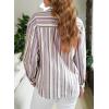 imageEVALESS Blouses for Women Dressy Casual Striped V Neck Long Sleeve Button Down Shirts Summer 2025 Loose Collared Blouse TopsPurple Stripe