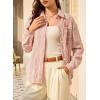 imageEVALESS Blouses for Women Dressy Casual Striped V Neck Long Sleeve Button Down Shirts Summer 2025 Loose Collared Blouse TopsRed Stripe