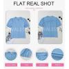 imageEVALESS Womens Button Down Shirts Cute Short Puff Sleeve V Neck Tops Spring Summer Blouses for Women Dressy CasualBeau Blue