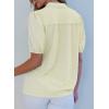 imageEVALESS Womens Button Down Shirts Cute Short Puff Sleeve V Neck Tops Spring Summer Blouses for Women Dressy CasualBeige