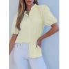 imageEVALESS Womens Button Down Shirts Cute Short Puff Sleeve V Neck Tops Spring Summer Blouses for Women Dressy CasualBeige