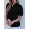 imageEVALESS Womens Button Down Shirts Cute Short Puff Sleeve V Neck Tops Spring Summer Blouses for Women Dressy CasualBlack