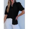 imageEVALESS Womens Button Down Shirts Cute Short Puff Sleeve V Neck Tops Spring Summer Blouses for Women Dressy CasualBlack