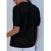 imageEVALESS Womens Button Down Shirts Cute Short Puff Sleeve V Neck Tops Spring Summer Blouses for Women Dressy CasualBlack